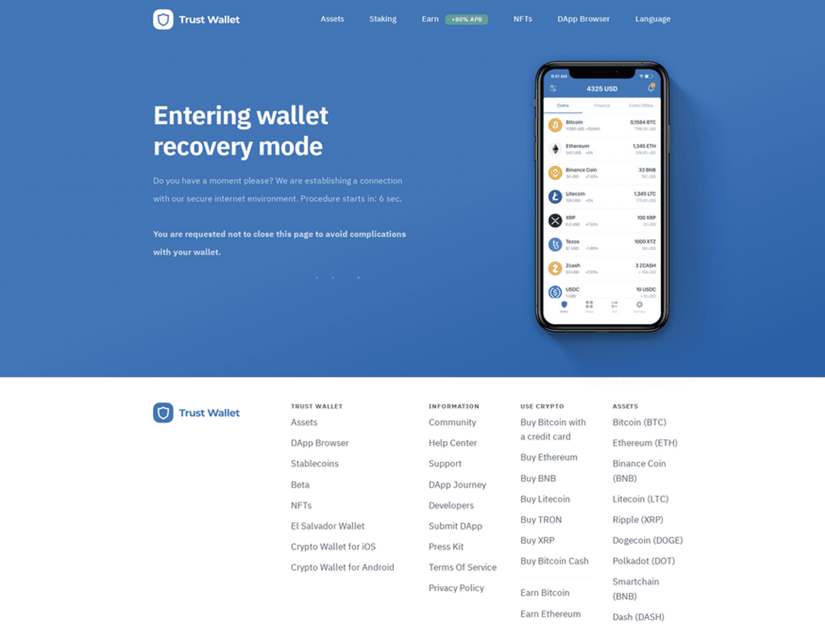 Vade - Trust Wallet phishing page